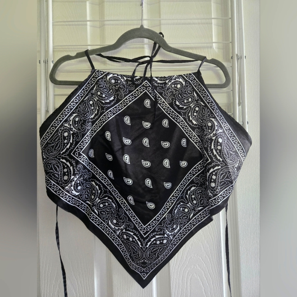 Black Paisley Bandana Top